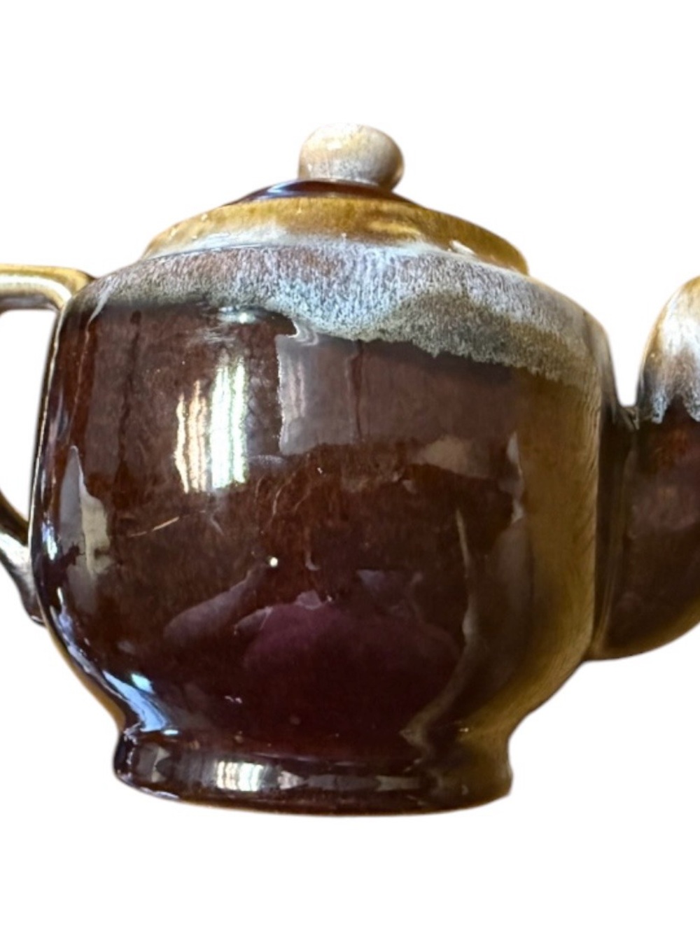 Vintage ~ Teapot ~ Brown Drip Glaze ~ Ceramic ~ Mid-Century ~ Pottery